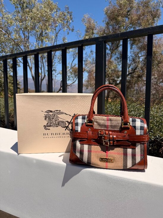 Burberry Handbags - Burberry House Check Bridle Boston Bag (Alchester/Chester model) in Brown (+box)